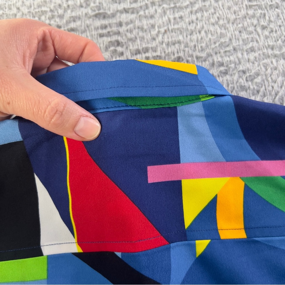 Lauren Ralph Lauren Blouse Womens XS Multicolor Geometric Button Relaxed LS - Picture 8 of 8